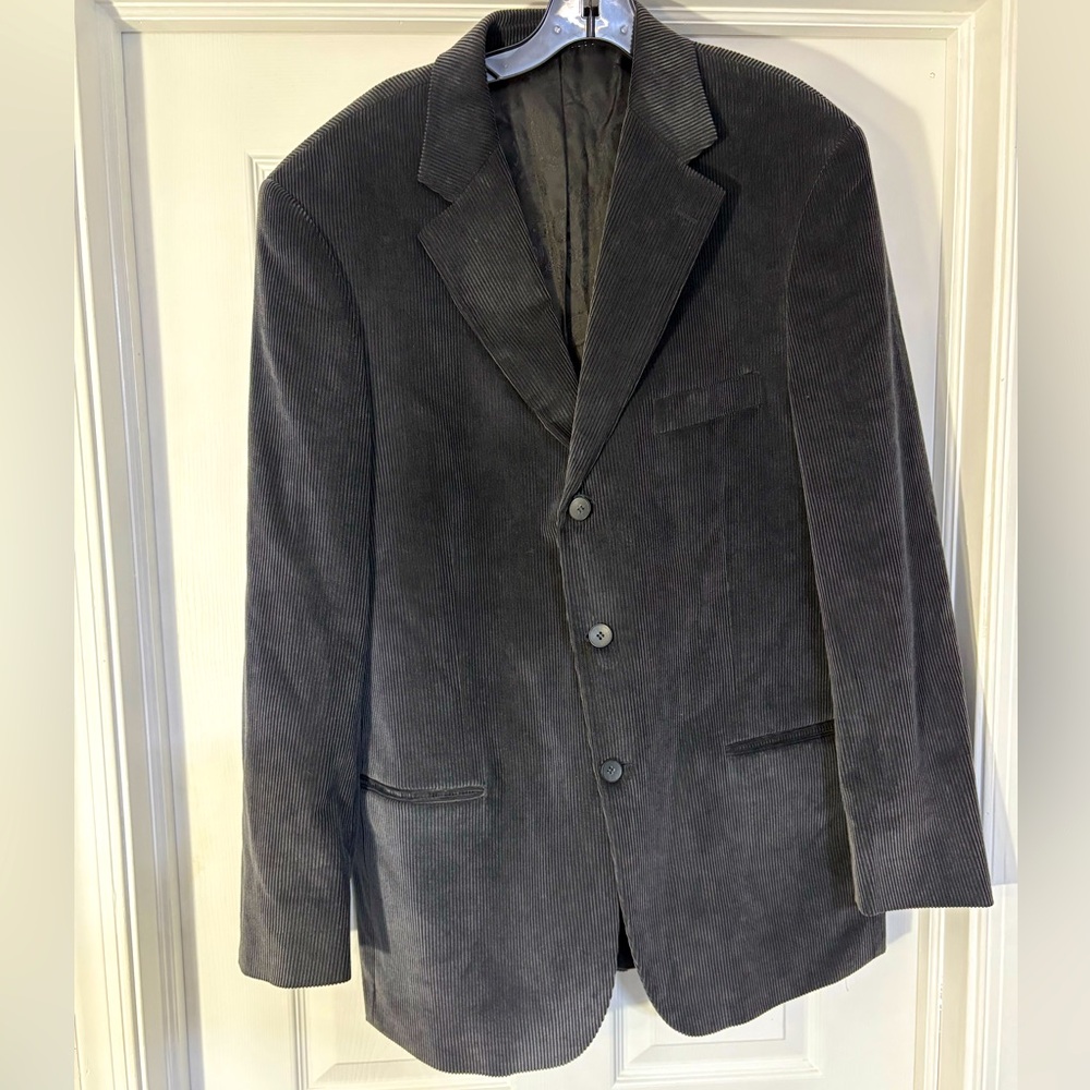 Black Corduroy Sport Coat with Notch Lapel
